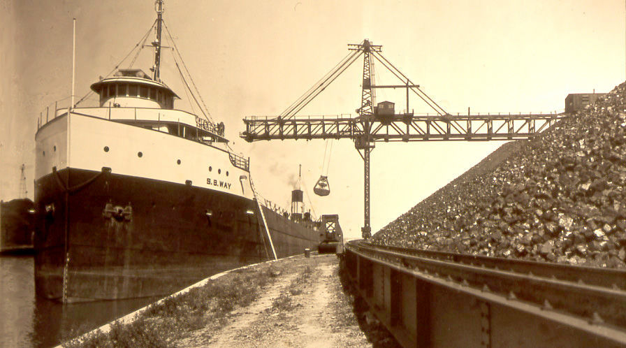 Coal carrier in Racine harbor, 1940